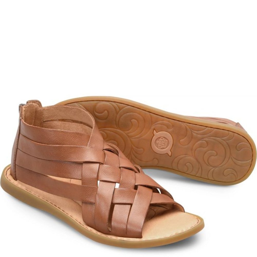 BØRN Iwa Woven Comfort Flat Sandals Cuoio Brown Sz 9